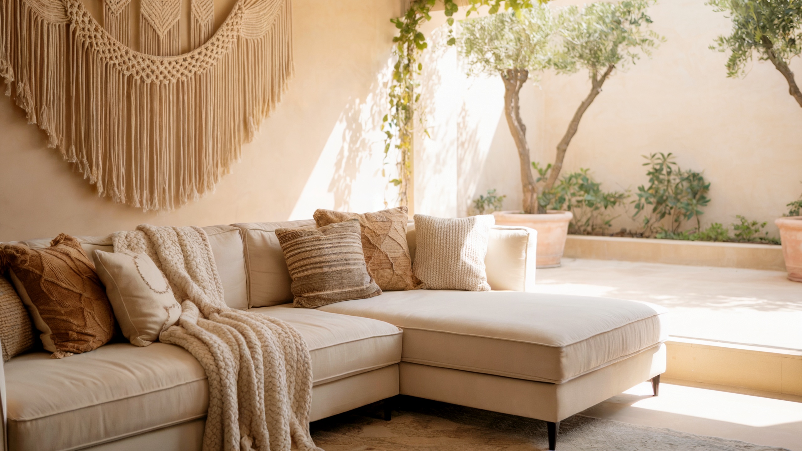 Luxurious and comfortable living room with natural light
